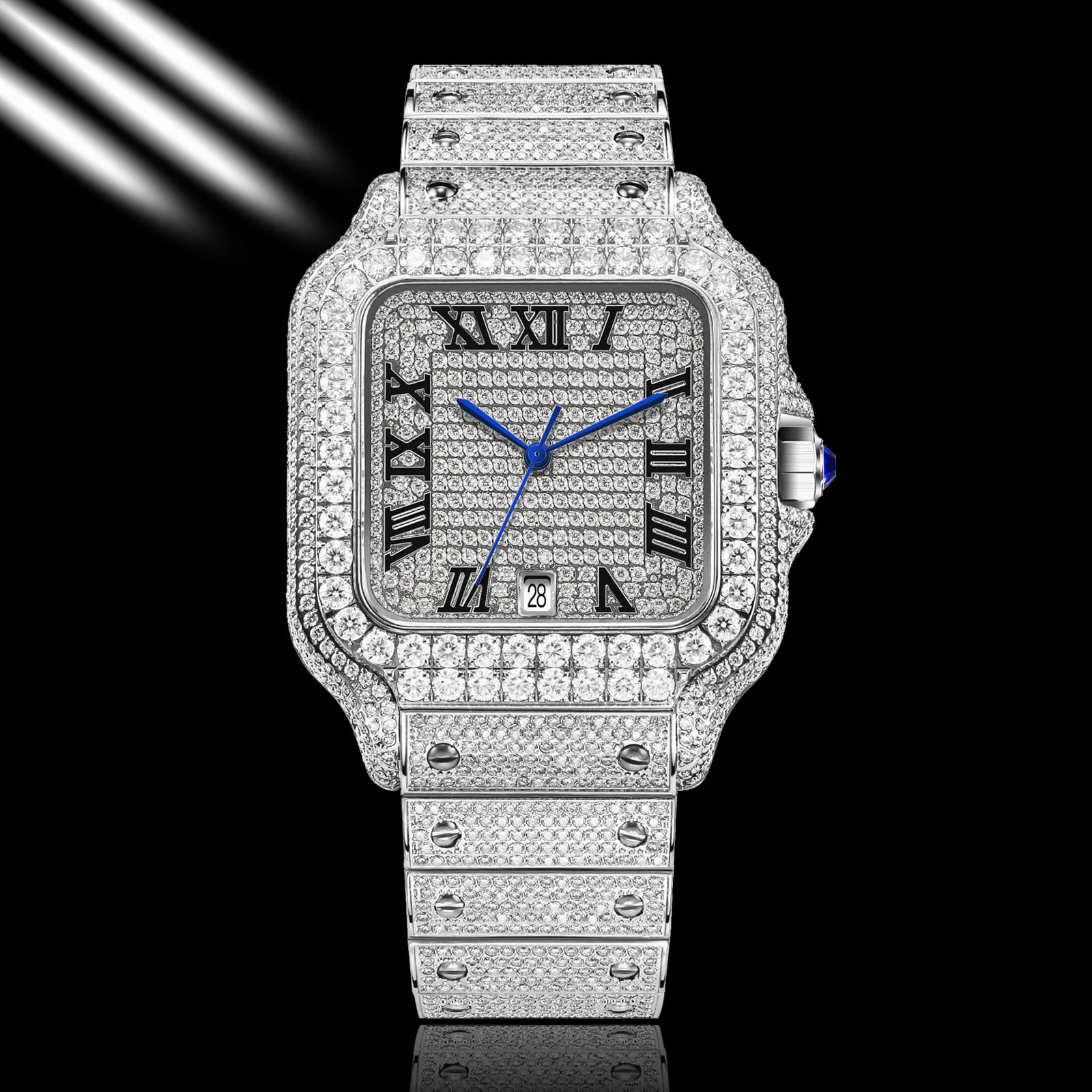 Montre Unisexe PINDU PD6669 – Diamant Mozambique, Automatique 8215, Verre Saphir, Acier Inoxydable, Étanche 10 ATM – CLEVI Paris