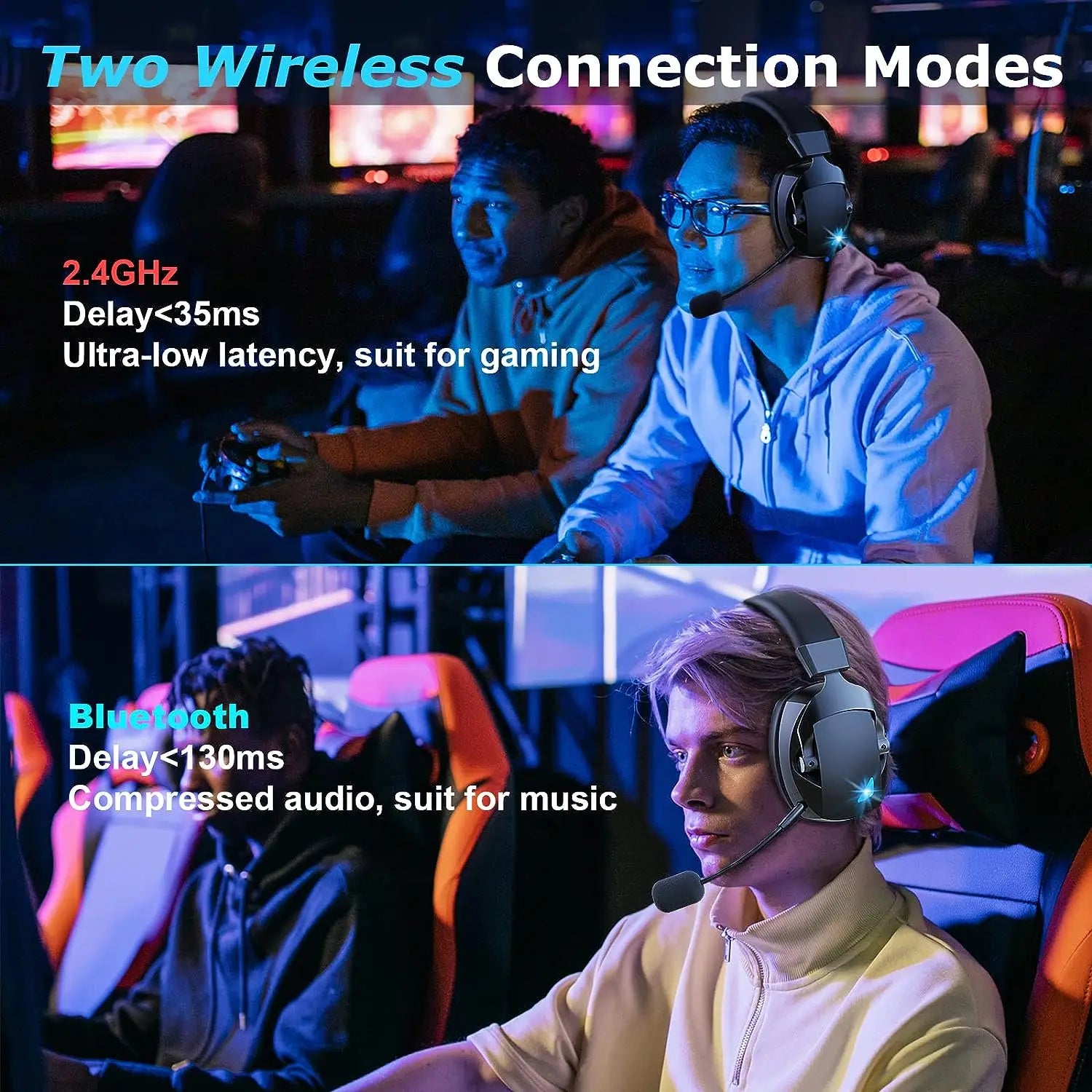 Casque Gaming Acinaci Sans Fil 2.4G Bluetooth USB 3.5mm Micro Détachable – CLEVI Paris