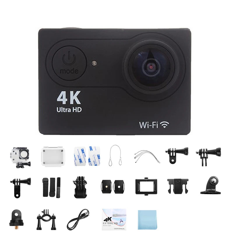 Caméra Action 4K Fomscvka – 1080P/60fps, WiFi, Étanche, Écran 2", Télécommande, 8 Coloris, microSD en Option