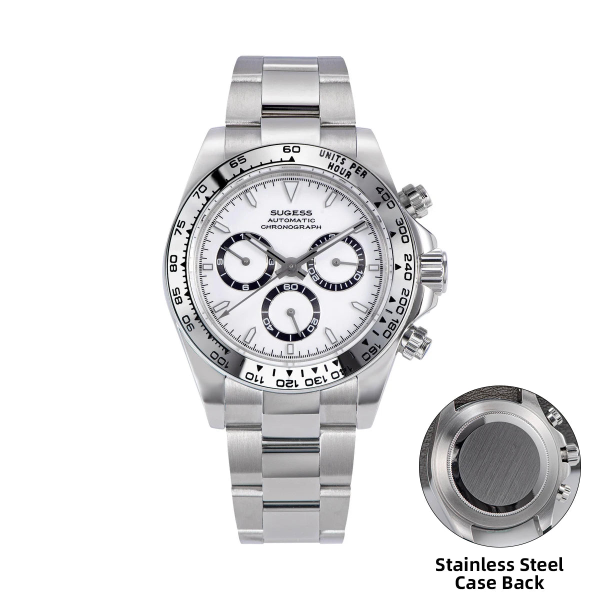 SUGESS Montre Automatique Homme Chronographe Peacock SL-4801 Saphir Acier 39mm 50m – CLEVI Paris