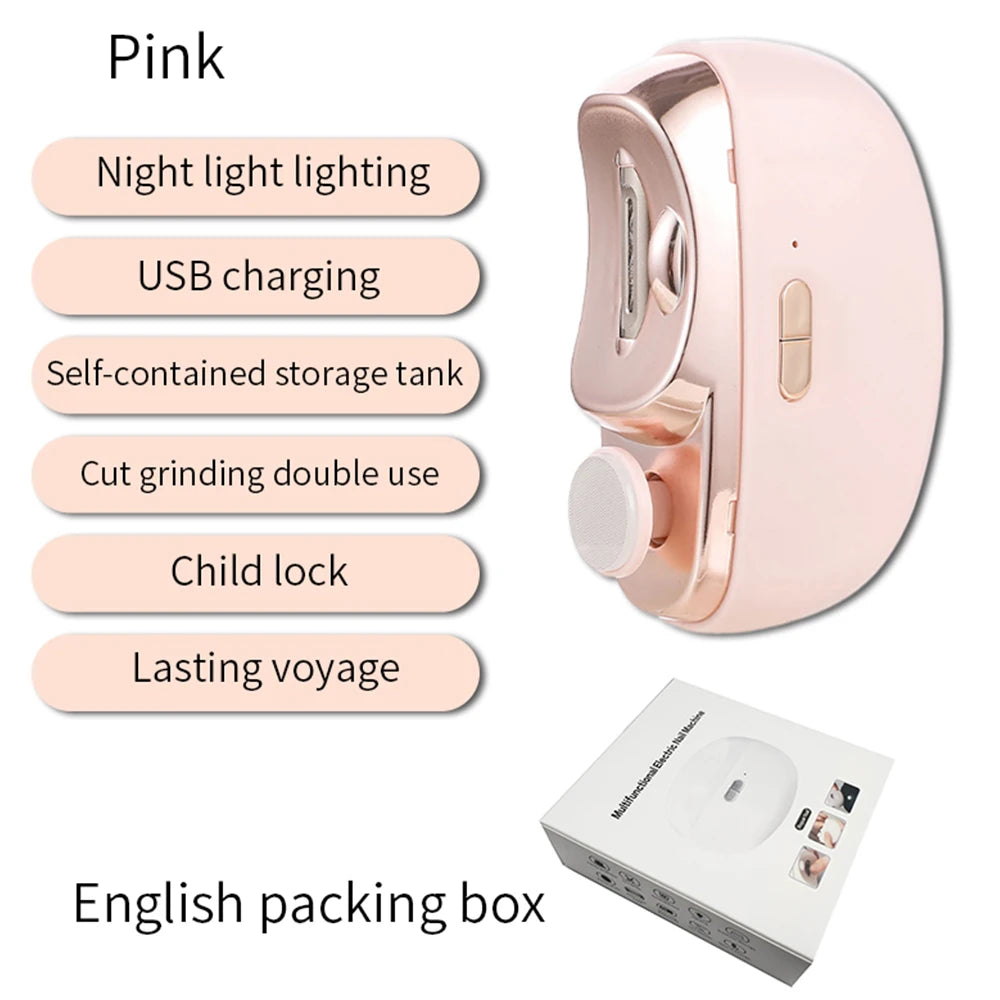 Coupe-Ongles Électrique 2-en-1 Verrou Enfant — 2 Vitesses, Rechargeable — CLEVI Paris