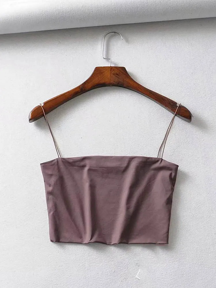 Crop Top Femme Sans Manches Élastique | Débardeur Court Polyester Été – CLEVI Paris