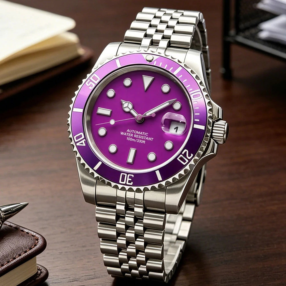 Montre Automatique Homme NH35 Diver Saphir Lumineux Étanche 100m – CLEVI Paris