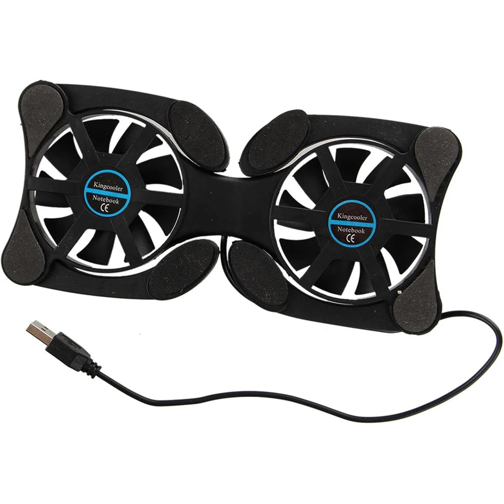 Support Ventilateur USB Double Fan Laptop Pliable | Refroidisseur Notebook 7-15 Pouces, ABS – CLEVI Paris