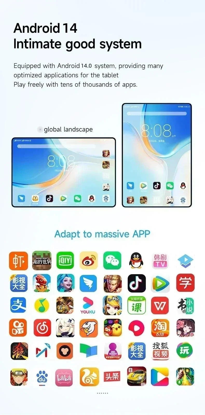 Tablette 11" Android 15 – Snapdragon 8 Gen3, 12-16Go RAM, 256Go-1To, Batterie 20000mAh, Dual SIM – CLEVI Paris