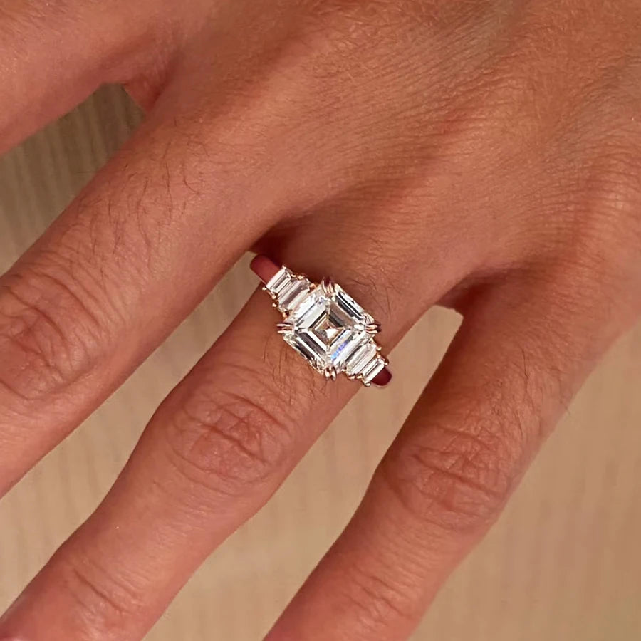 Bague Femme Moissanite Asscher 4CT Argent 925 Or – CLEVI Paris