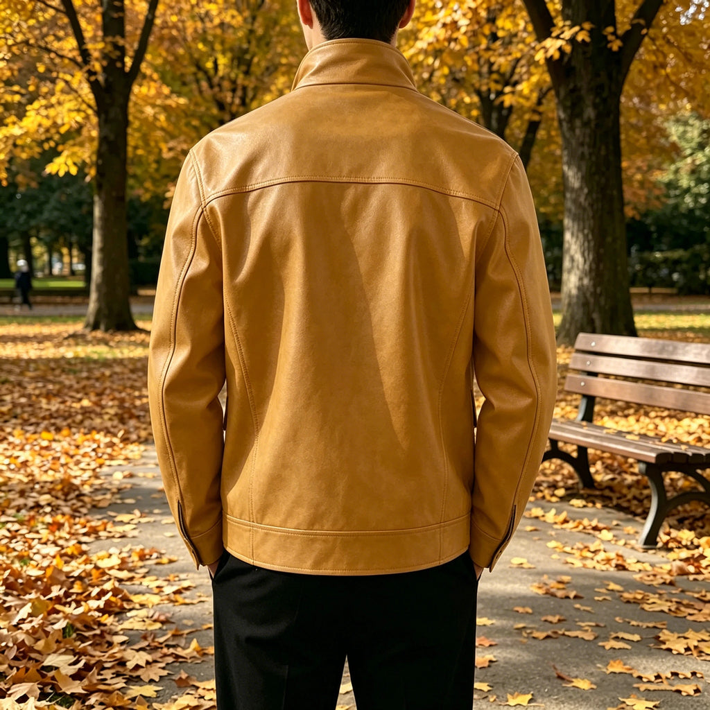 Veste Simili Cuir Homme Col Montant – CLEVI Paris