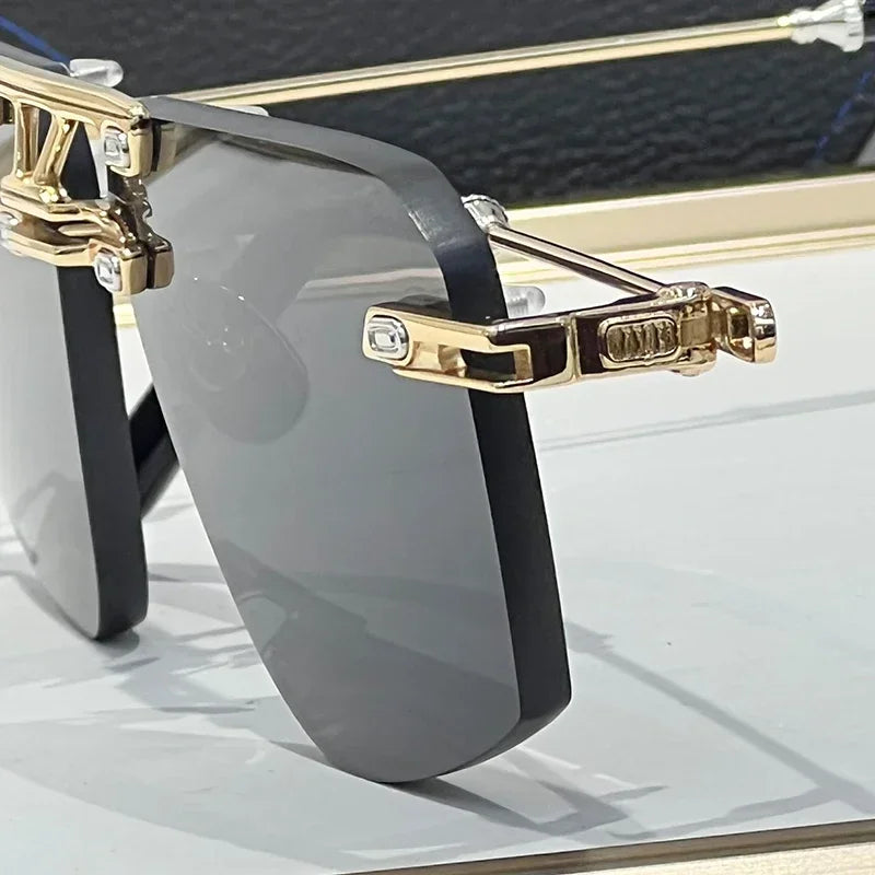 Lunettes de Soleil Sans Monture Double Bridge UV400 – Carrées, Alliage, Unisexe – CLEVI Paris