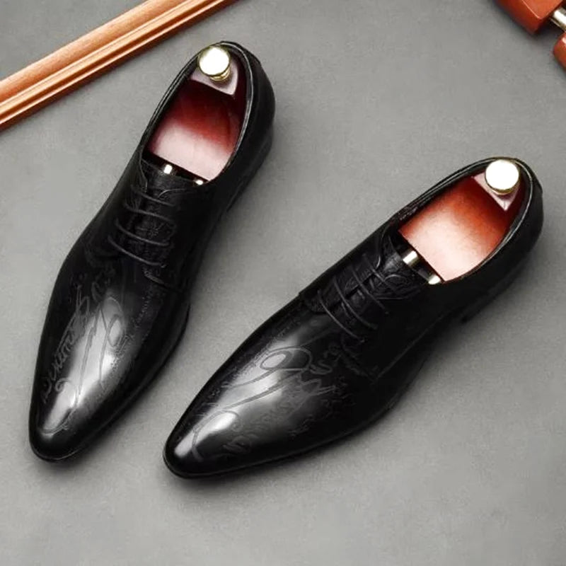 Derby Homme Cuir Véritable Business Mariage Bout Pointu – CLEVI Paris